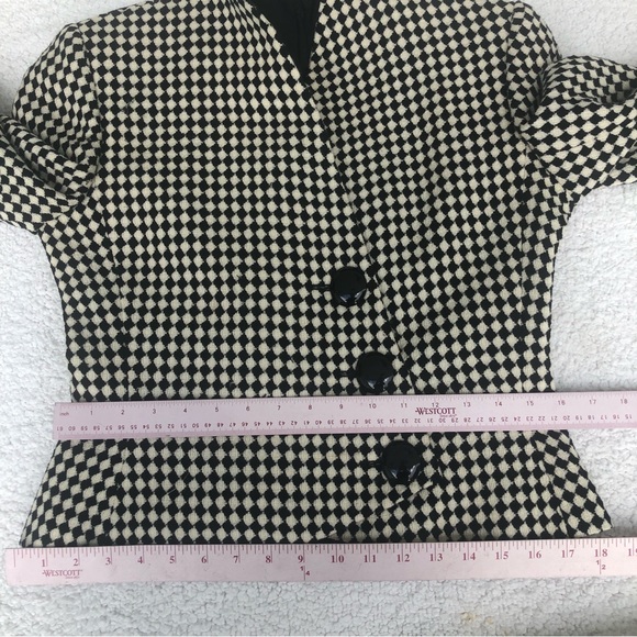 Akris blazer houndstooth check cream & black jacket women’s size 8 hourglass - Picture 11 of 15